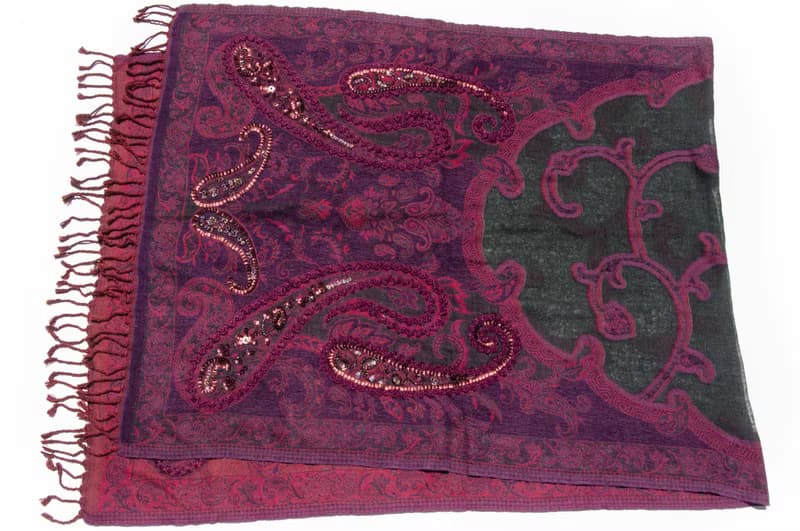 喀什米爾Cashmere/水煮羊毛披肩/針織圍巾/刺繡圍巾/羊絨披巾-花