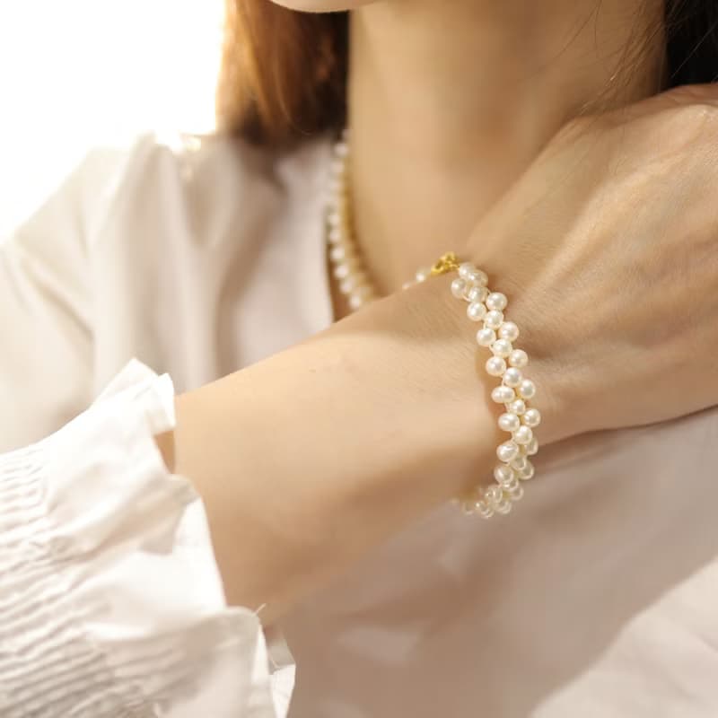 【趁桃花】淡水珍珠項鍊 /手鍊套組| 春景之珠