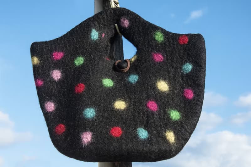 天然羊毛氈輕便包 手提包 手拿包 手袋 便當袋 托特包 色塊包-彩