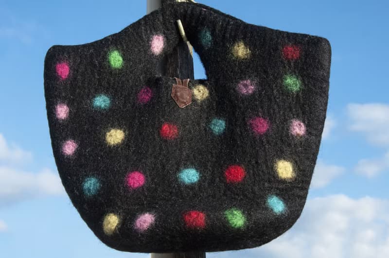 天然羊毛氈輕便包 手提包 手拿包 手袋 便當袋 托特包 色塊包-彩