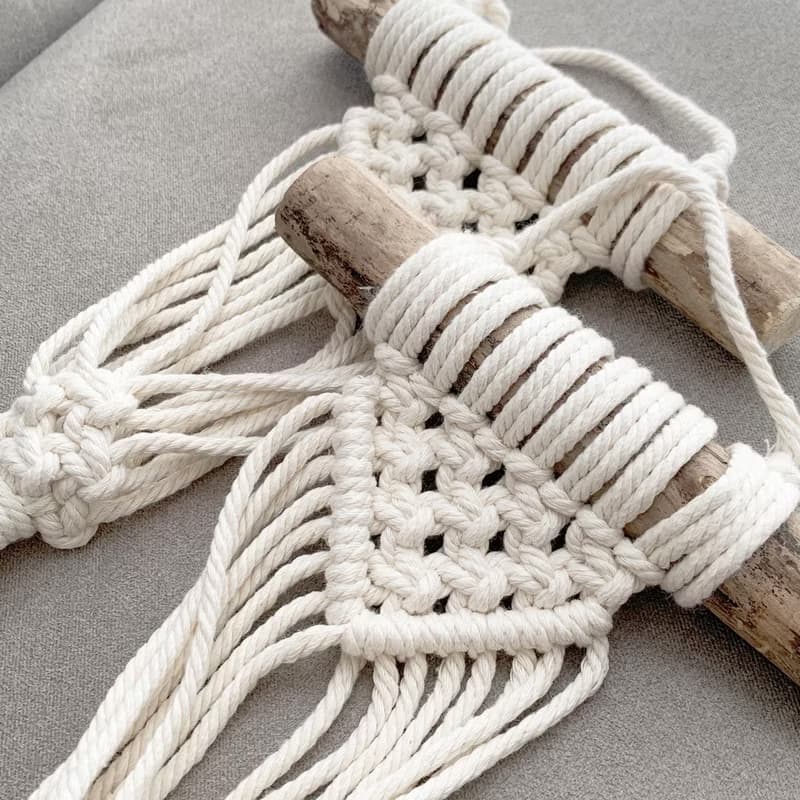 Macrame 小物 盆栽 空鳳 原木掛飾 編織 吊飾