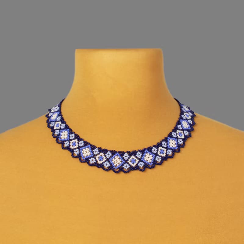 Blue bead necklace 50th birthday gift for women
