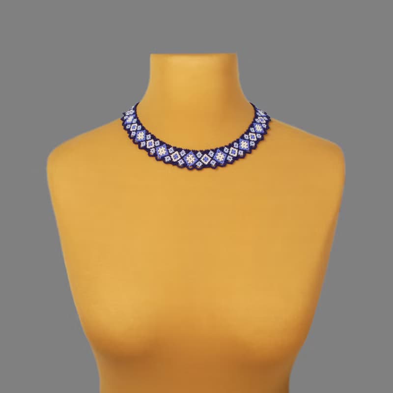 Blue bead necklace 50th birthday gift for women