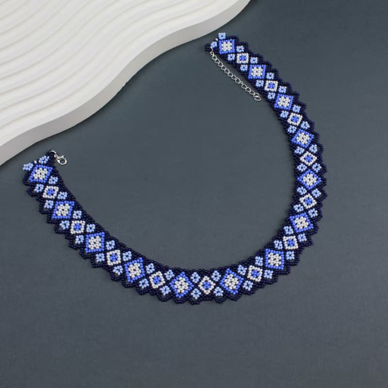 Blue bead necklace 50th birthday gift for women