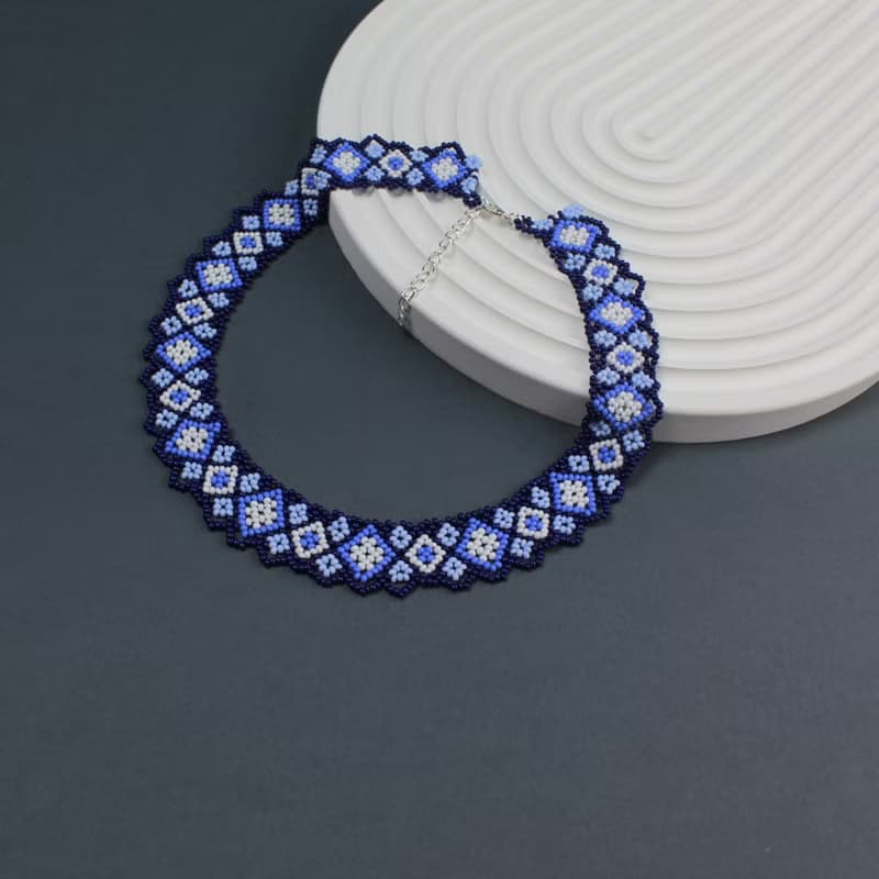 Blue bead necklace 50th birthday gift for women