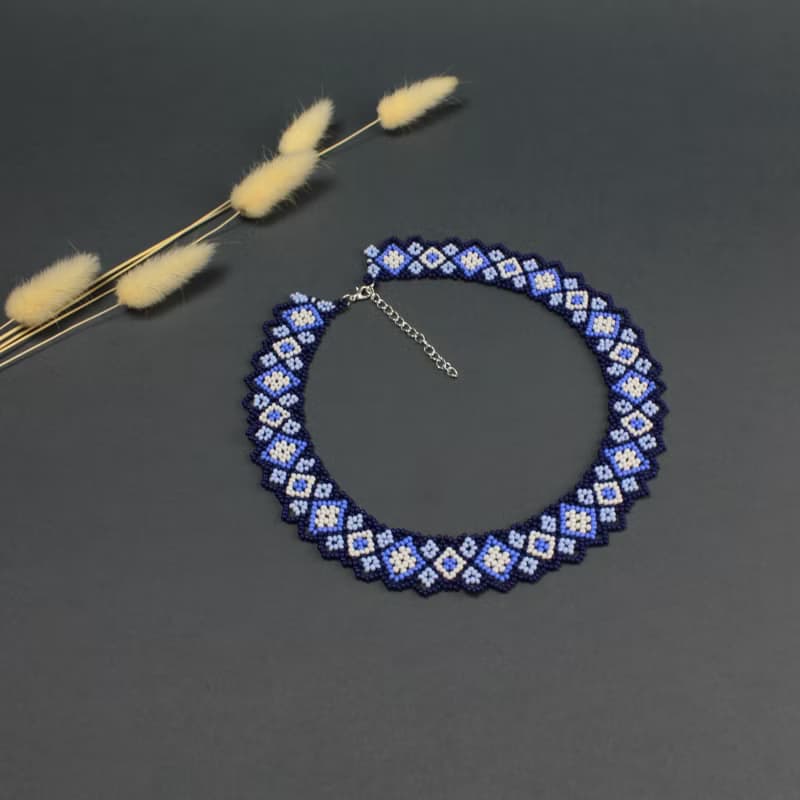 Blue bead necklace 50th birthday gift for women