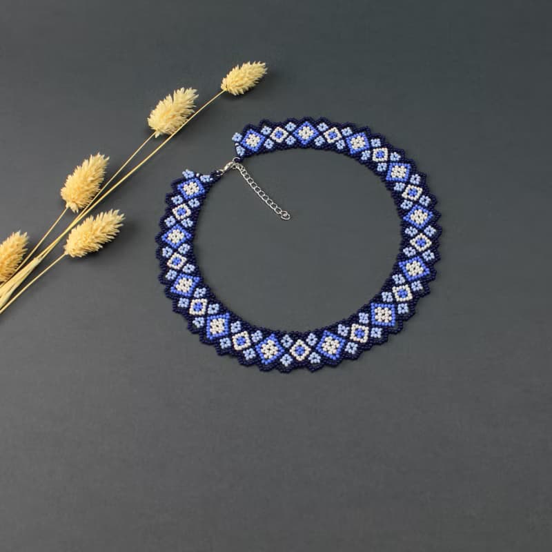 Blue bead necklace 50th birthday gift for women