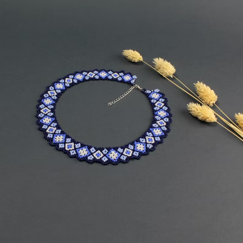 Blue bead necklace 50th birthday gift for women