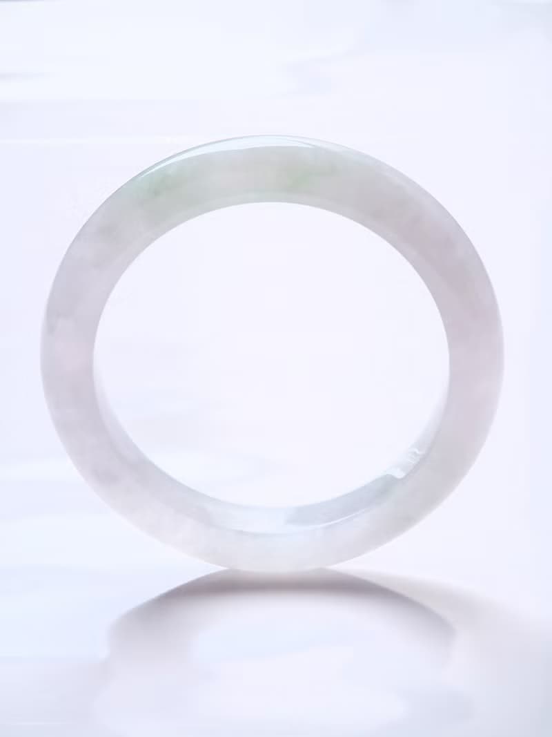 清夢 | 冰種 / 白翡 / 平安鐲 / 手圍18 | 天然A貨翡翠玉鐲