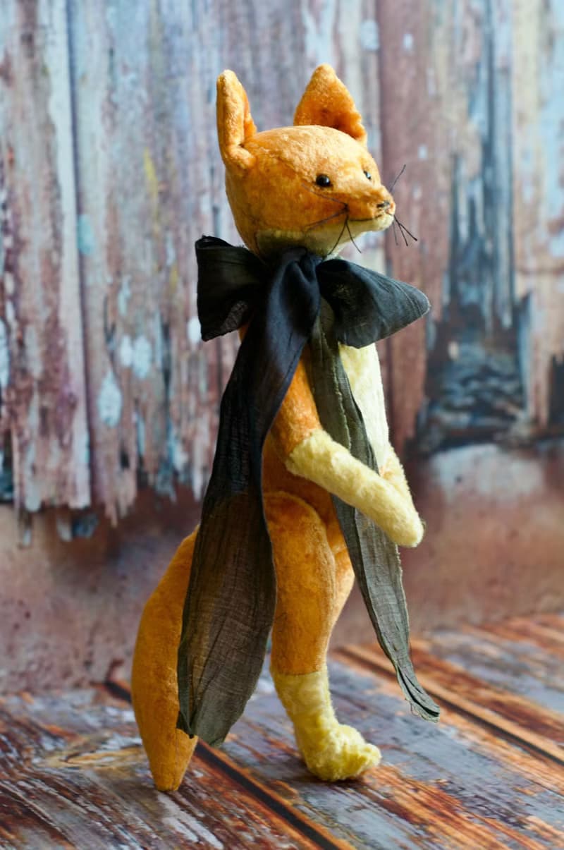 Handmade Teddy Fox created with orange vintage plush