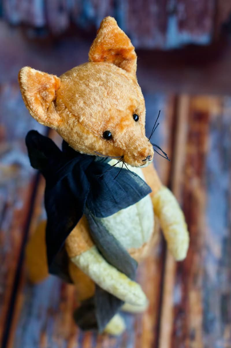 Handmade Teddy Fox created with orange vintage plush