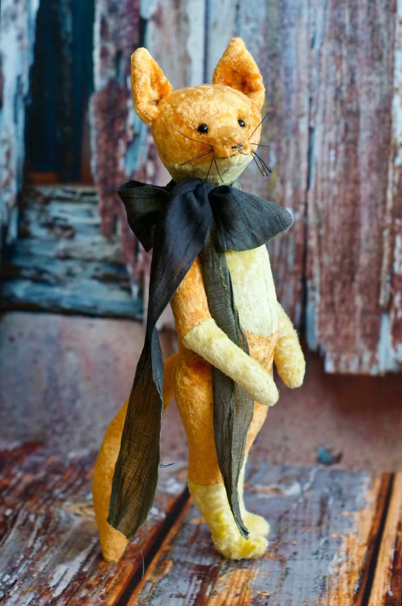 Handmade Teddy Fox created with orange vintage plush