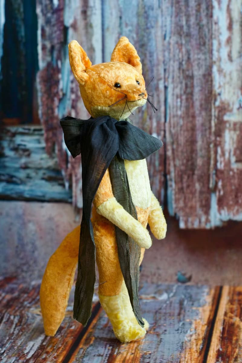 Handmade Teddy Fox created with orange vintage plush