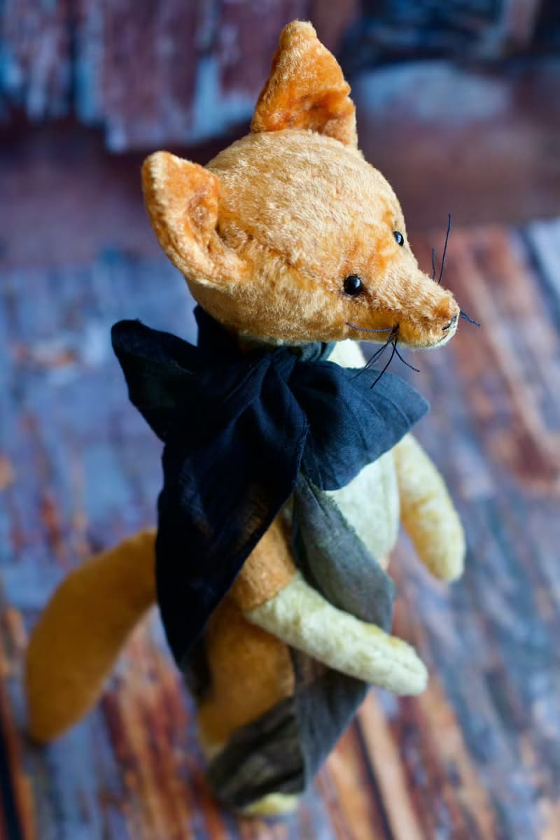 Handmade Teddy Fox created with orange vintage plush