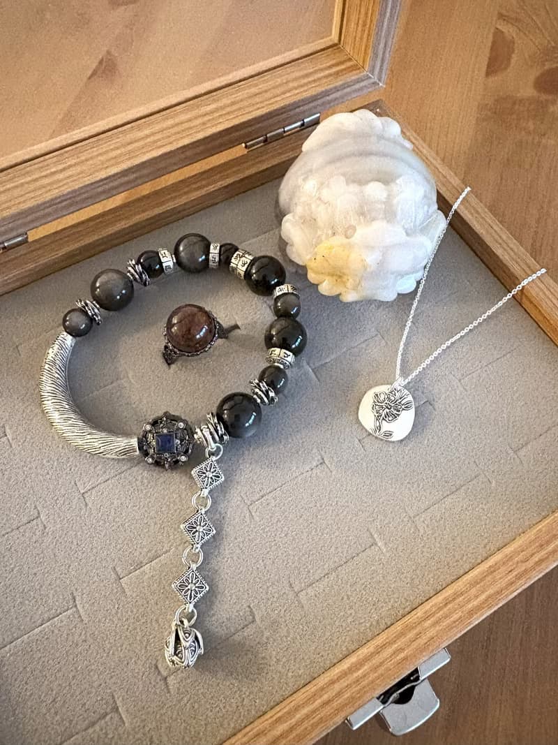 限時福袋~ 純銀手作項鍊+天然石手鍊+合金戒指+礦石擺件 ~