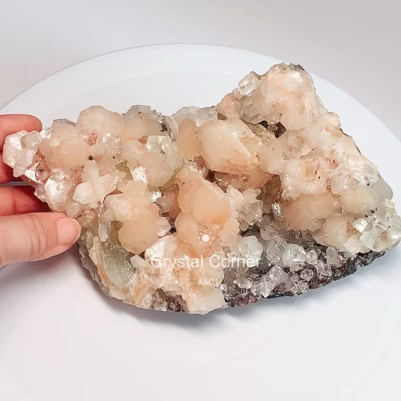Crystal Corner 隅石丨印度鑽石.橘沸石.紅沸石共生綠色魚眼石270