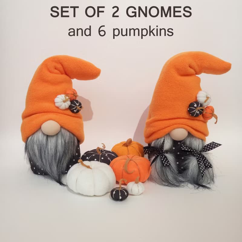 Thanksgiving Gnomes with 6 Pumpkins Fall Gnome Stuffed Gnome Dolls Autumn Gnome