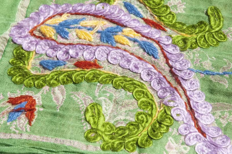 喀什米爾Cashmere/水煮羊毛披肩/針織圍巾/刺繡圍巾/羊絨披巾-花