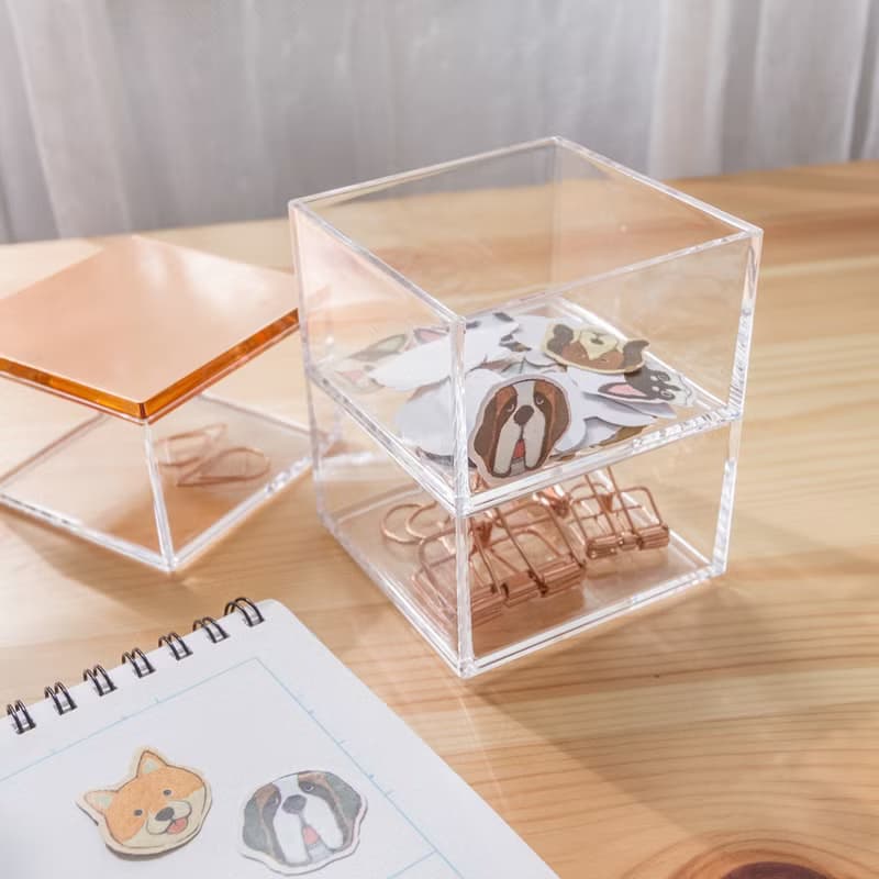 【交換禮物】玫瑰金/三層疊疊樂收納盒