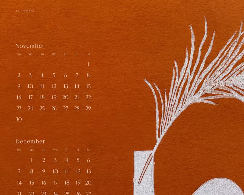 【數位】Neutral Boho Vases with Plants Printable Illustrated Calendar 2025 Modern Wall