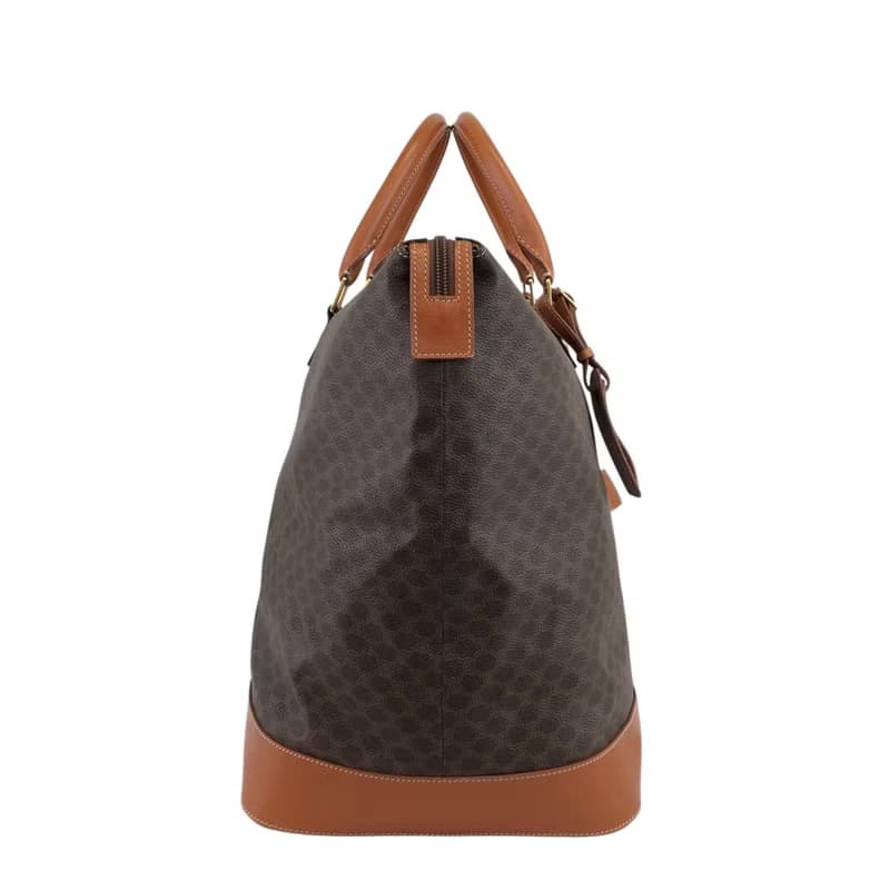 【 日本直送　名牌中古包 】CELINE セリーヌ マカダム ハンドバッグ ブラウン PVC レザー ボストンバッグ vintage ヴィンテージ tj7utz