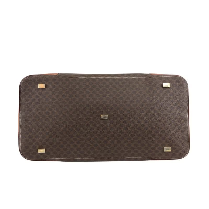【 日本直送　名牌中古包 】CELINE セリーヌ マカダム ハンドバッグ ブラウン PVC レザー ボストンバッグ vintage ヴィンテージ tj7utz