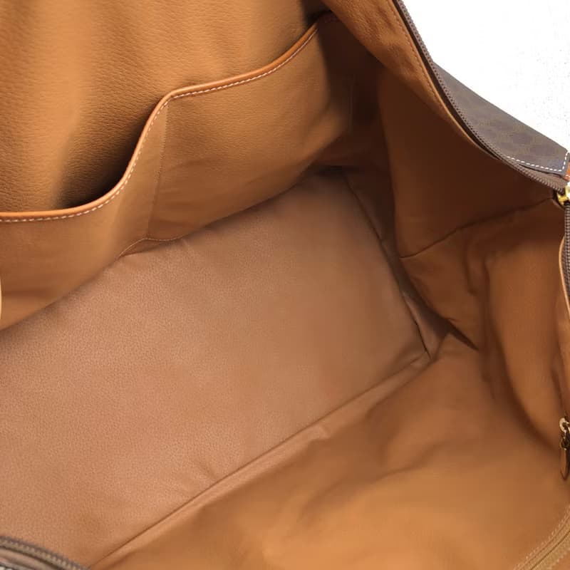 【 日本直送　名牌中古包 】CELINE セリーヌ マカダム ハンドバッグ ブラウン PVC レザー ボストンバッグ vintage ヴィンテージ tj7utz