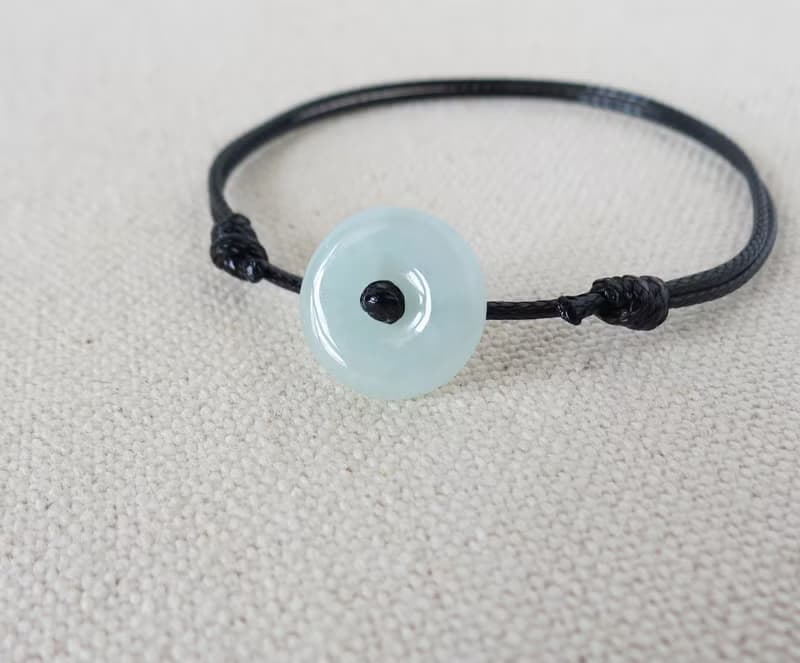 本命年【平安‧如意】平安扣翡翠韓國蠟線手鍊*Sma-01*招財、避邪