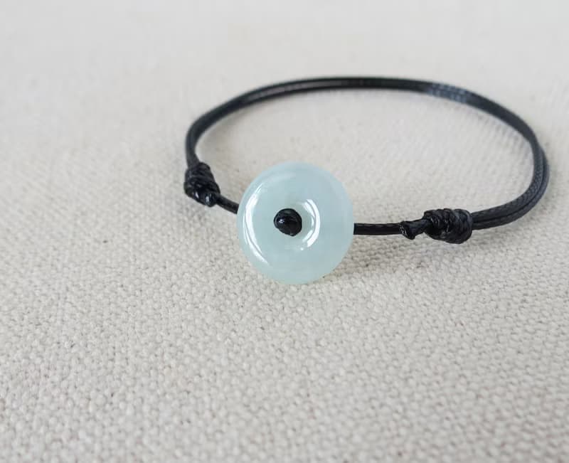 本命年【平安‧如意】平安扣翡翠韓國蠟線手鍊*Sma-01*招財、避邪