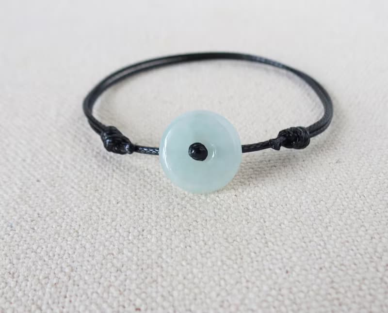 本命年【平安‧如意】平安扣翡翠韓國蠟線手鍊*Sma-01*招財、避邪