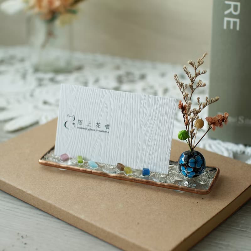 玻璃名片座/直式/橫式- 藍色琉璃球