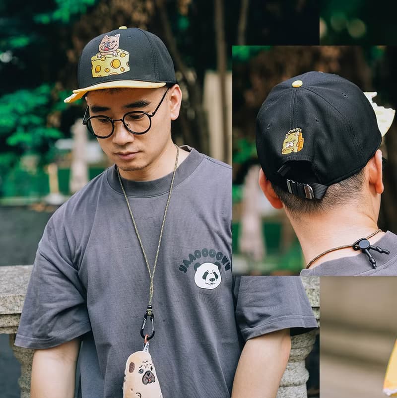 語罐頭創意芝士咬一口法鬥狗周邊搞怪防曬大頭可調節鴨舌棒球帽