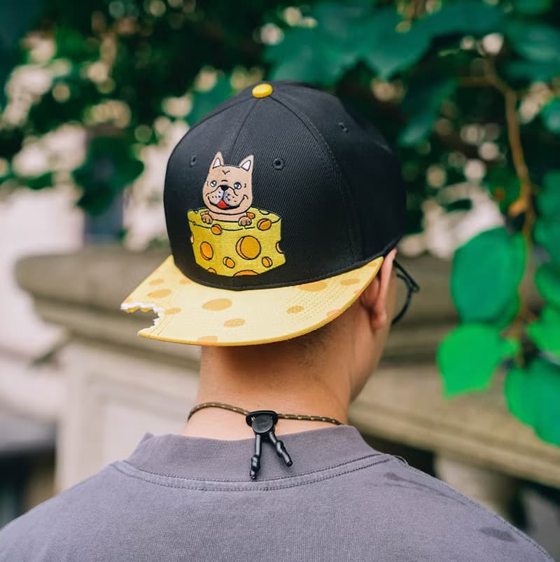 語罐頭創意芝士咬一口法鬥狗周邊搞怪防曬大頭可調節鴨舌棒球帽