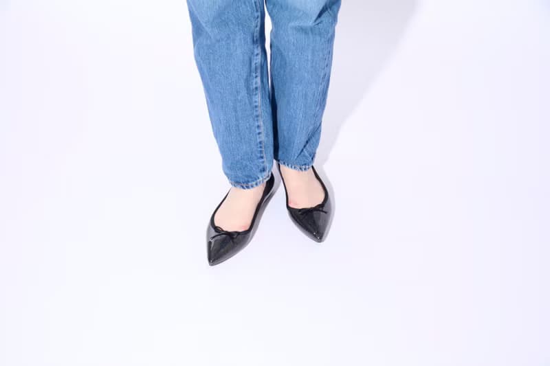 IRMA GLITTER (BLACK) PVC POINTED TOE FLATS SHOES ポインテッドトゥ バレエシューズ