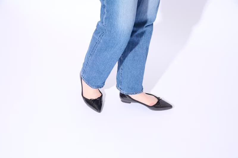 IRMA GLITTER (BLACK) PVC POINTED TOE FLATS SHOES ポインテッドトゥ バレエシューズ