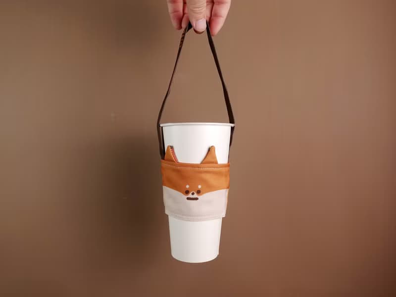 雙面造型動物 飲料杯套 環保杯套 - 柴犬 & 狐狸