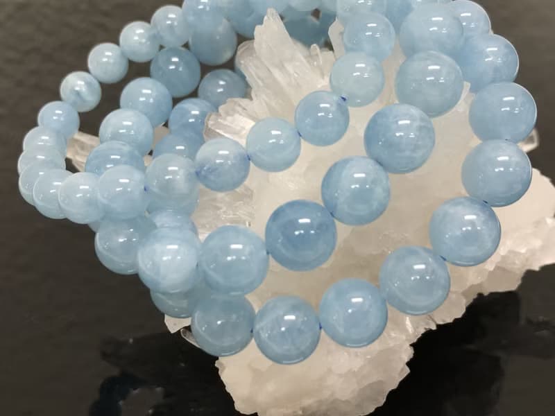 快速出貨 天然天空藍/大海藍 海藍寶圓珠手鍊