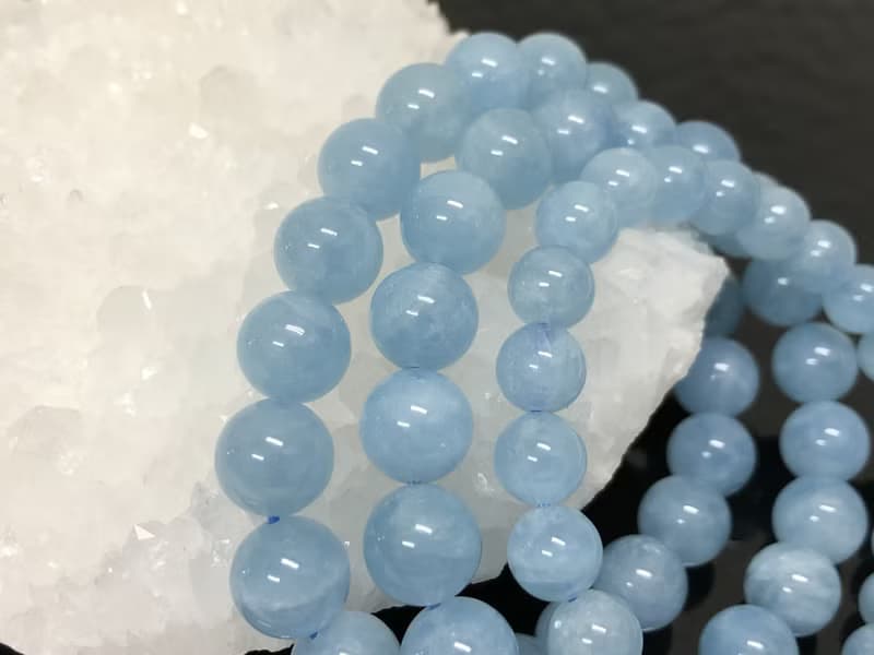 快速出貨 天然天空藍/大海藍 海藍寶圓珠手鍊