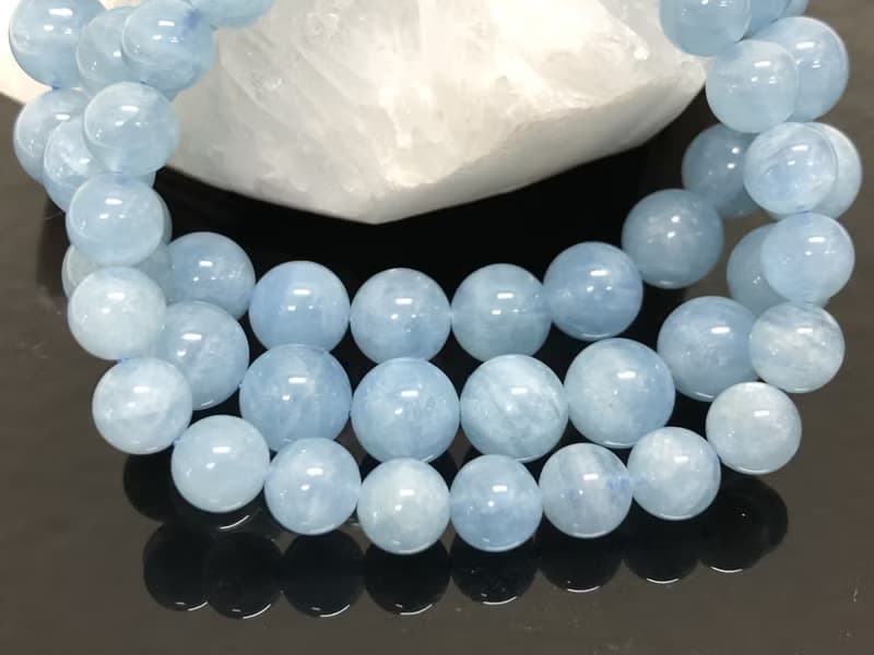 快速出貨 天然天空藍/大海藍 海藍寶圓珠手鍊