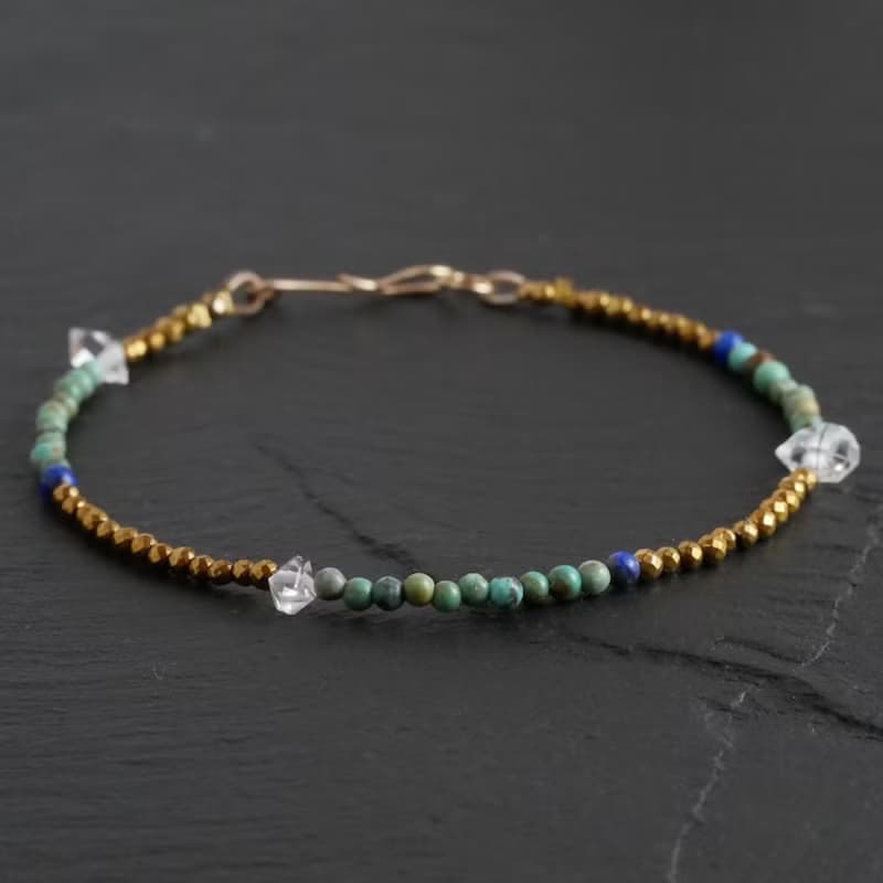 ハーキマークォーツとターコイズ ヘマタイトのブレスレット