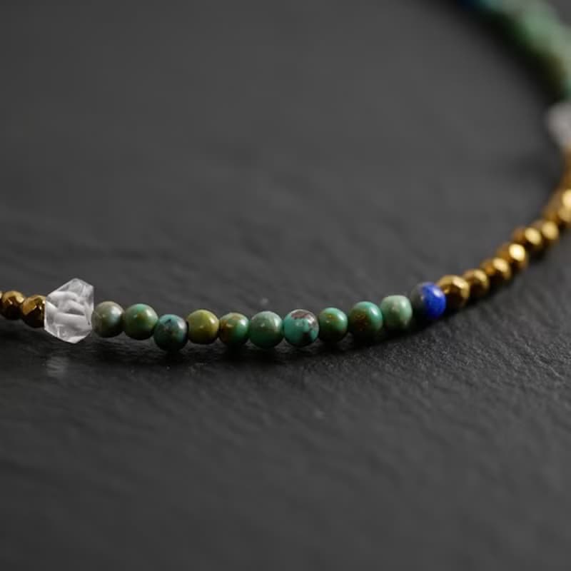 ハーキマークォーツとターコイズ ヘマタイトのブレスレット