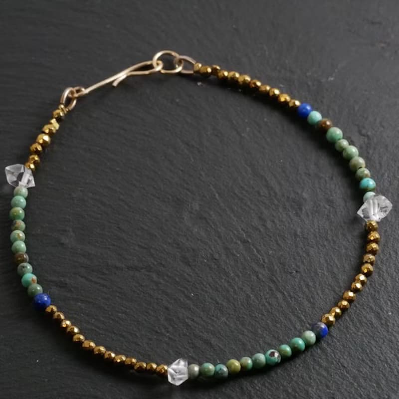 ハーキマークォーツとターコイズ ヘマタイトのブレスレット