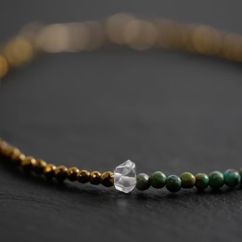 ハーキマークォーツとターコイズ ヘマタイトのブレスレット