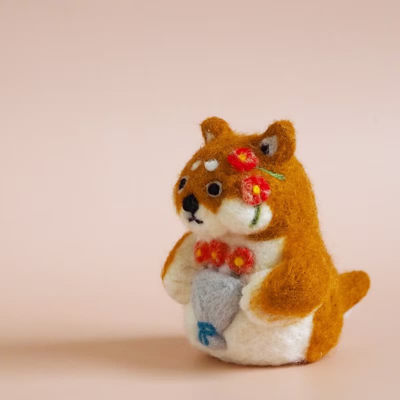 とっておきの花束をどうぞ　柴犬さんの置物