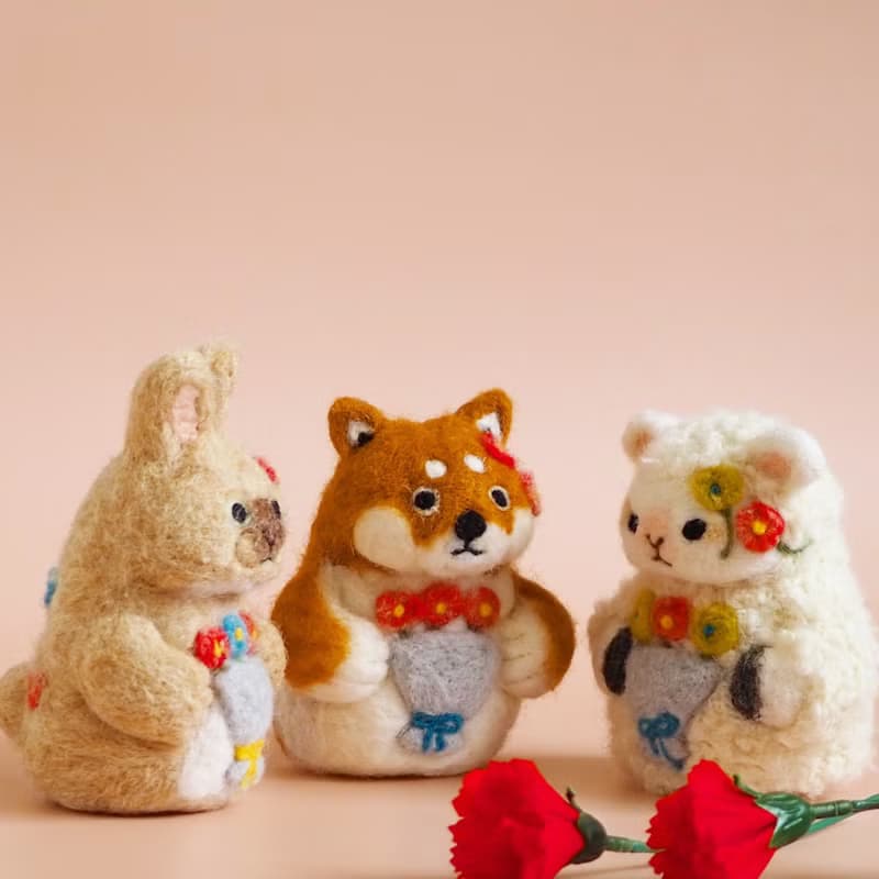 とっておきの花束をどうぞ　柴犬さんの置物