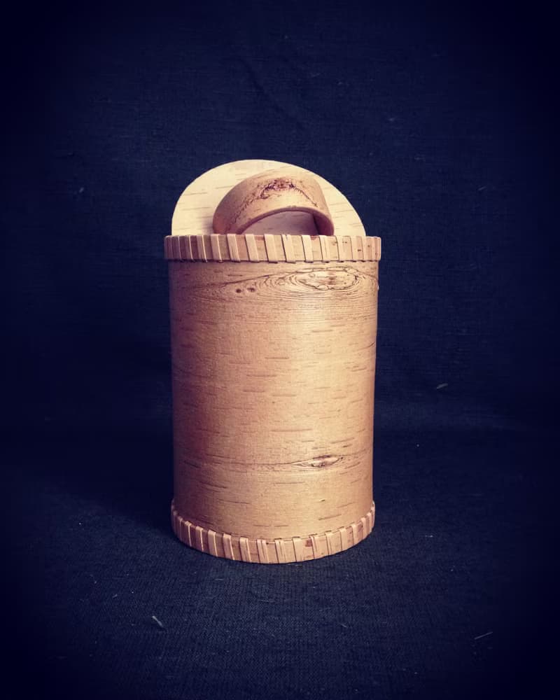 Big birch bark box, birch bark canister, tea box