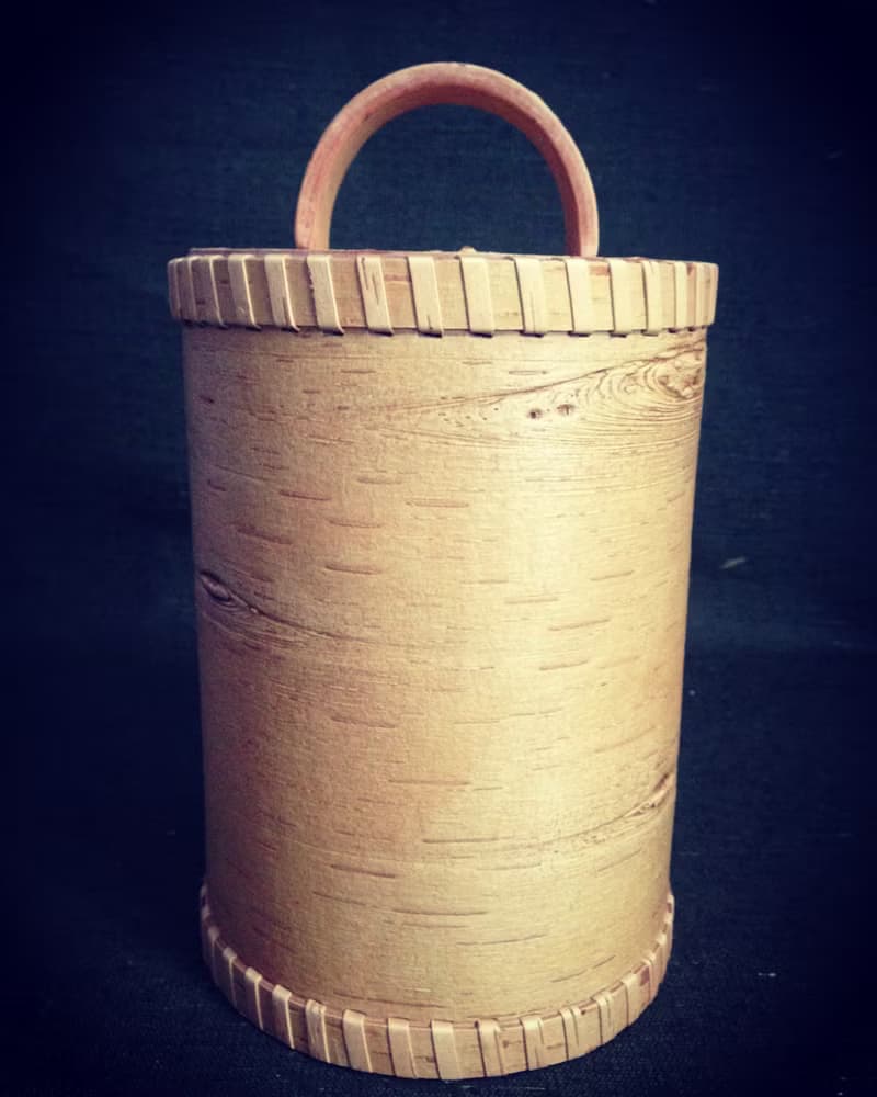 Big birch bark box, birch bark canister, tea box