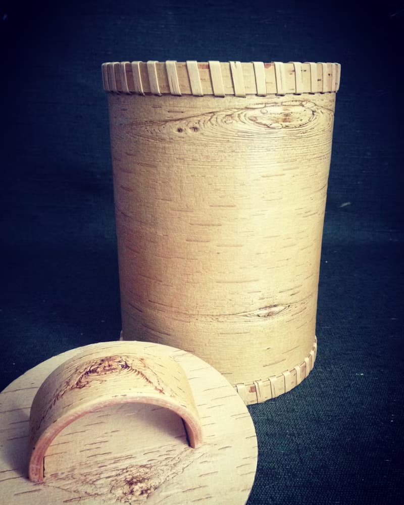 Big birch bark box, birch bark canister, tea box