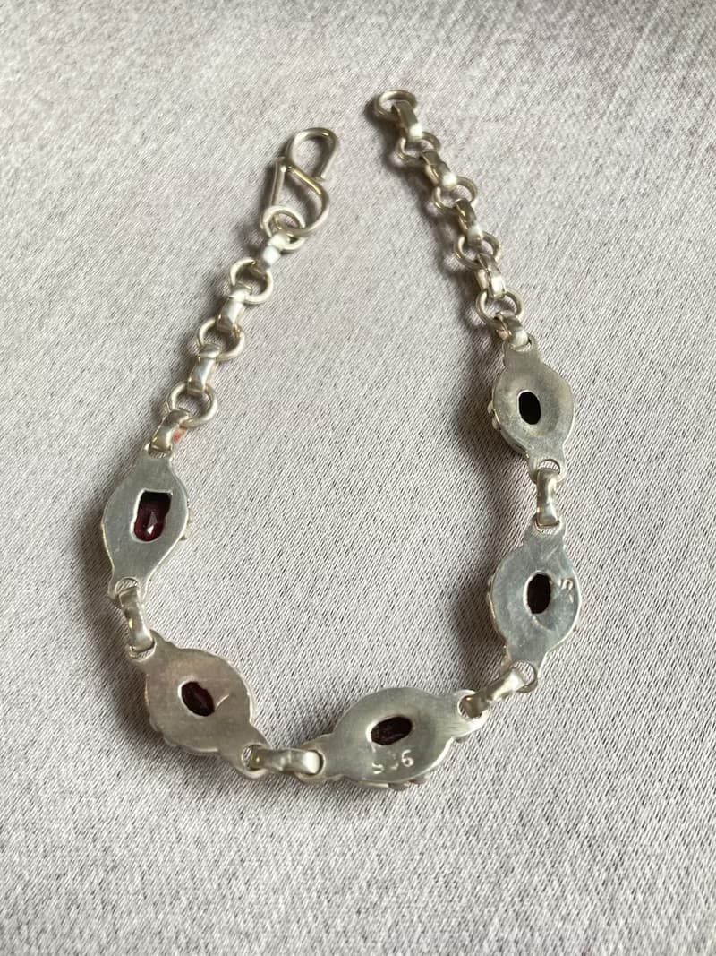天然 切面 石榴石 手鍊 尼泊爾 手工製 925純銀