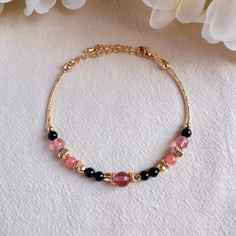 草莓晶 紅紋石 黑碧璽 | 愛情 保護 療癒 | 手鍊手環